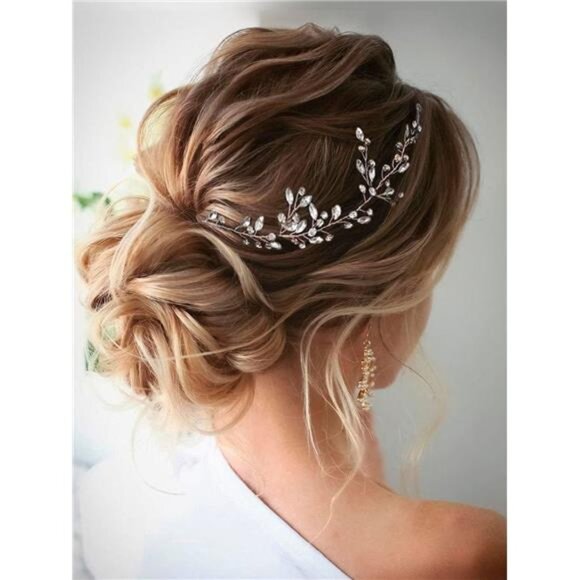 JAKAWIN Bride Rhinestone Wedding Hair Piece Silver Crystal Hair Vine Bridal - Picture 5 of 16